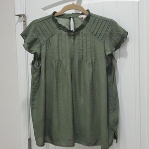 Nanette Lepore Prairie Sage Green Blouse Women's Medium Prarie Blouse